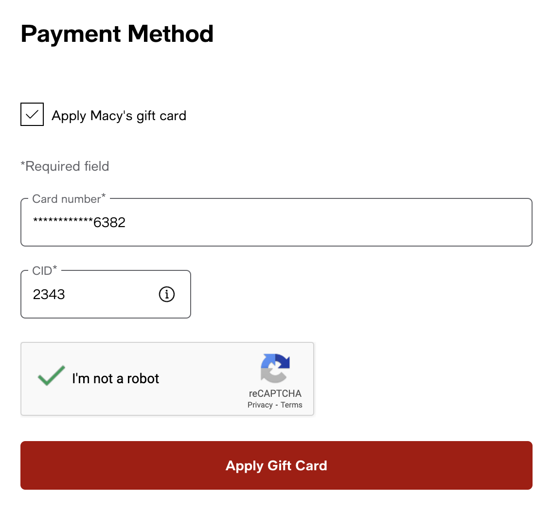 Redeem macy's gift card